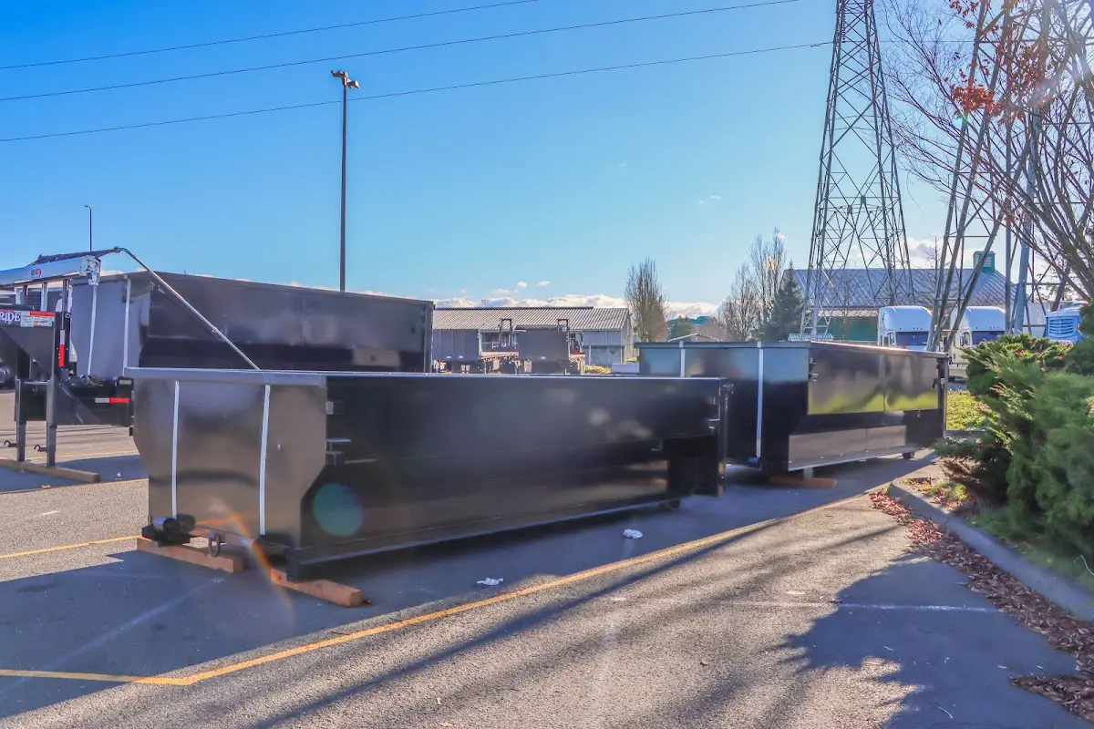 Roll-off dumpster ready for waste disposal at job site for Cleanout Dumpster Rental in Mont Belvieu